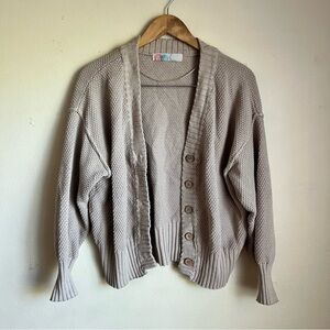 Free people Women's Beige Cardigan Sweater cable knit, fisherman style